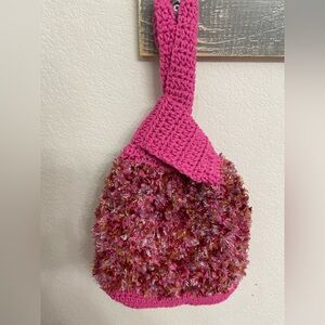 Pink and Multicolor Handmade Crochet Bag purse
